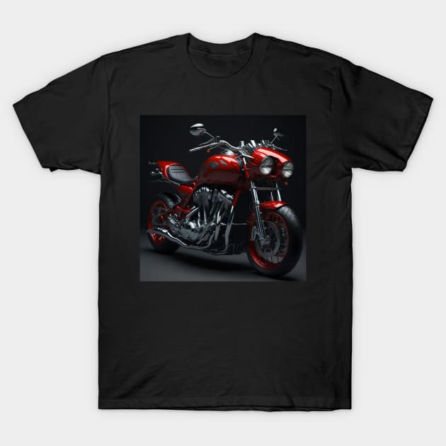 Chrome and Red Motorcycle - Sleek and Stylish T-Shirt by StrictlyDesigns